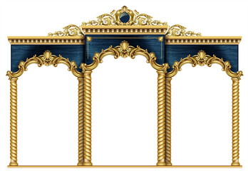 Wall Mural - Golden arch portal Baroque blue gold arcade