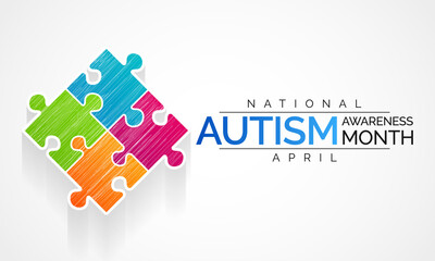 Wall Mural - Vector illustration on the theme of National Autism awareness month observed each year during April across United States.