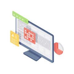 Wall Mural - computer monitor with colorful graphs and data