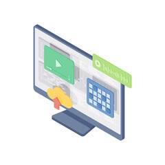 Wall Mural - contemporary computer monitor with various online services