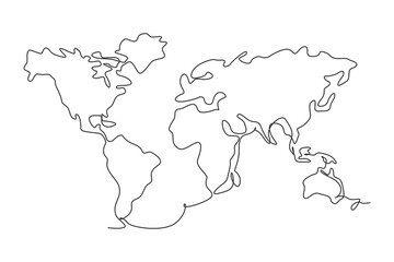 Wall Mural - world map. continuous one line drawing of world atlas minimalist vector illustration design on white