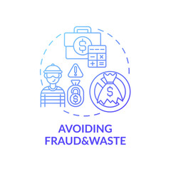 Poster - Avoiding fraud and waste concept icon. Prevention strategies idea thin line illustration. Making collection of data central. Protect insurance card. Vector isolated outline RGB color drawing