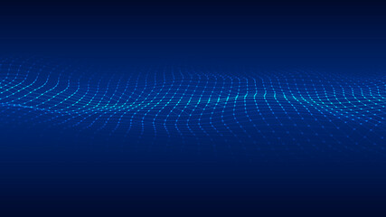 Wall Mural - abstract wave with moving dots and lines. flow of particles. vector cyber technology illustration.