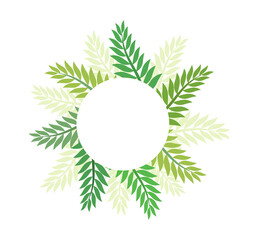 Wall Mural - green palm leaves background border card. leaf label design.