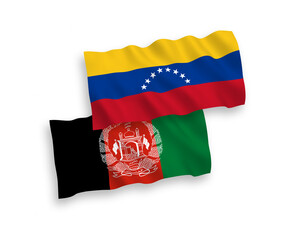 Flags of Venezuela and Islamic Republic of Afghanistan on a white background