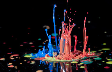 Poster - Abstract splash of color ink on black background