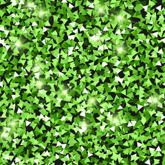 Wall Mural - Glitter seamless texture. Adorable green particles. Endless pattern made of sparkling triangles. Lov