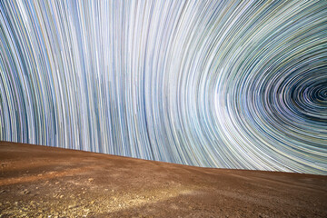 Wall Mural - aan amazing view of the milky way rising in atacama desert night sky while the moon sets. an awe vie