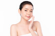 © kitthanes  - Beautiful young asian woman with clean fresh skin on white background, Face care, Facial treatment, Cosmetology, beauty and spa, Asian women portrait