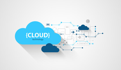 Cloud storage technology. Integrated digital web concept background.
