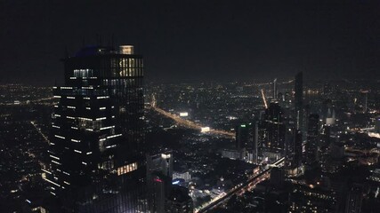 Wall Mural - Aerial view of Bangkok at Night