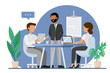 © Girenoca - Ilustración vectorial de reunión de negocios. Grupo empresarial creando nuevas ideas