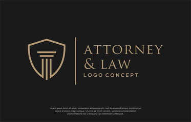 Wall Mural - lawyer firm logo design concept. pillar with shield design template vector