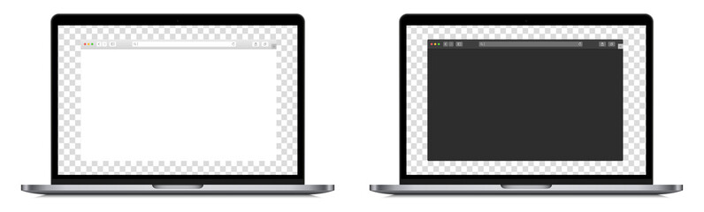 Wall Mural - set of realistic laptop device mockup screen with browser page. editable laptop computer with search
