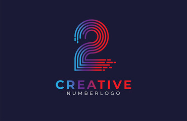 abstract number 2 logo, number 2 monogram line style, usable for business,anniversary and tech logos