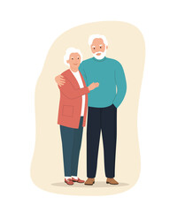 Wall Mural - Elderly woman and man isolated. Vector flat style cartoon illustration.