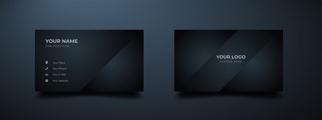 Wall Mural - minimalist business card design. modern shape with abstract silver line. luxury dark gradient backgr
