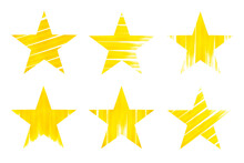 Yellow Hand Drawn Grunge Stars