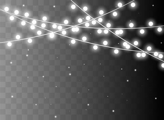 Wall Mural - christmas lights isolated realistic design elements. glowing lights for christmas holiday cards, ban