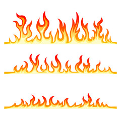 Wall Mural - Collection of fire flame set isolated on white background. Icons. Flat style vector illustration. Flame, fire, torch, campfire.