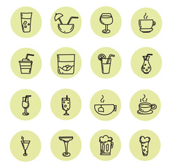 Sticker - Popular drinks, illustration, vector on white background.