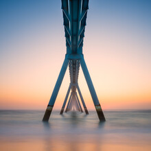Low Angle View Of Jetty At Sunset, La Teste-de-Buch, Gironde, Nouvelle-Aquitaine, France