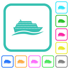 Wall Mural - Cruise ship with wave vivid colored flat icons