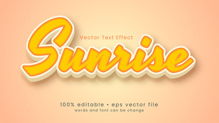 Sunrise editable text effect with soft color design