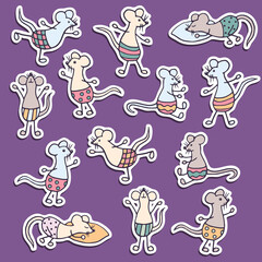 Poster - Set of stickers with cute mice