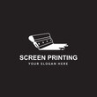 silk screen printing icon with squeegee isolated on black background