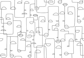 Wall Mural - Abstract face seamless pattern. Elegant portrait, modern texture with minimalist line art faces for fabrics, print, textile, wallpaper