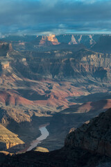 Sticker - USA, Arizona, Grand Canyon National Park. Overview of canyon and Colorado River.