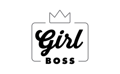girl boss text vector design. calligraphic motivational quote for t shirt and prints. female power l