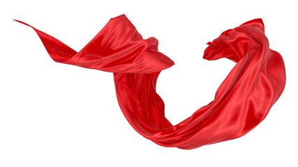 Wall Mural - Beautiful flowing fabric of red wavy silk or satin. 3d rendering image.