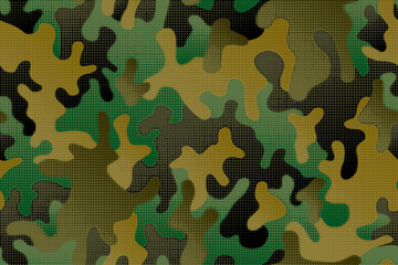 Full seamless military camouflage skin halftone dotted pattern vector for decor and textile. Ornamental pointed army masking design for hunting textile fabric print and wallpaper. Design for trendy