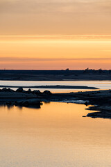 Poster - USA, California, Central Valley. Folsom Lake, sunset over lake bed in Granite Bay.