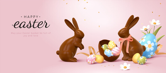 Wall Mural - Elegant 3d Easter banner