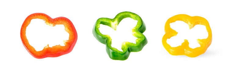 Wall Mural - sweet pepper slices isolated on white background