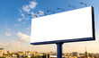© Ton Photographer4289 - Mockup Large white blank billboard or white promotion poster displayed on the outdoor against the blue sky background. Promotion information for marketing announcements and details