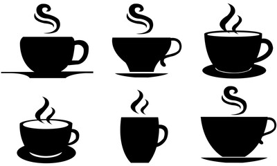 a cup of coffee set icon isolated