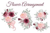 Fototapeta Kwiaty - flower arrangement of Burgundy and pink Rose for wedding