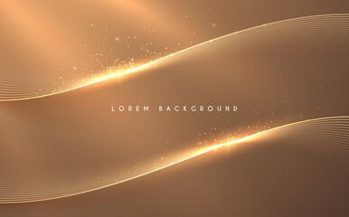 Wall Mural - Abstract golden lines background with light effect