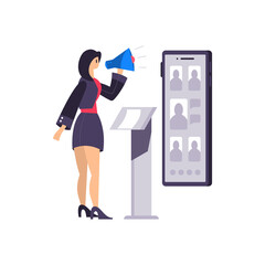 Sticker - Briefing Megaphone Woman Composition