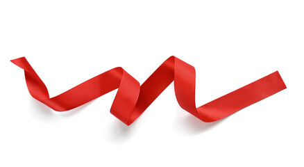 Wall Mural - Satin red ribbon on a white background