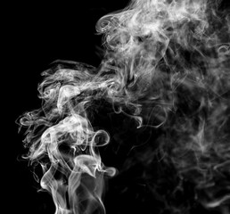 Smoke isolated on black background.