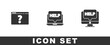 © Kostiantyn - Set Browser with question mark, Laptop and help and Computer monitor icon. Vector.