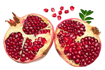 Wall Mural - pomegranate fruit with seeds isolated on a white background. clipping path