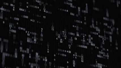 hexadecimal big data digital code 3d rendering illustration