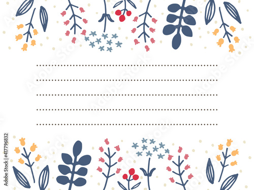 お花シンプル線画お手紙フレーム Vector De Stock Adobe Stock