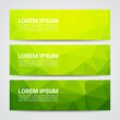 set of modern design banners template with abstract green geometric pattern background